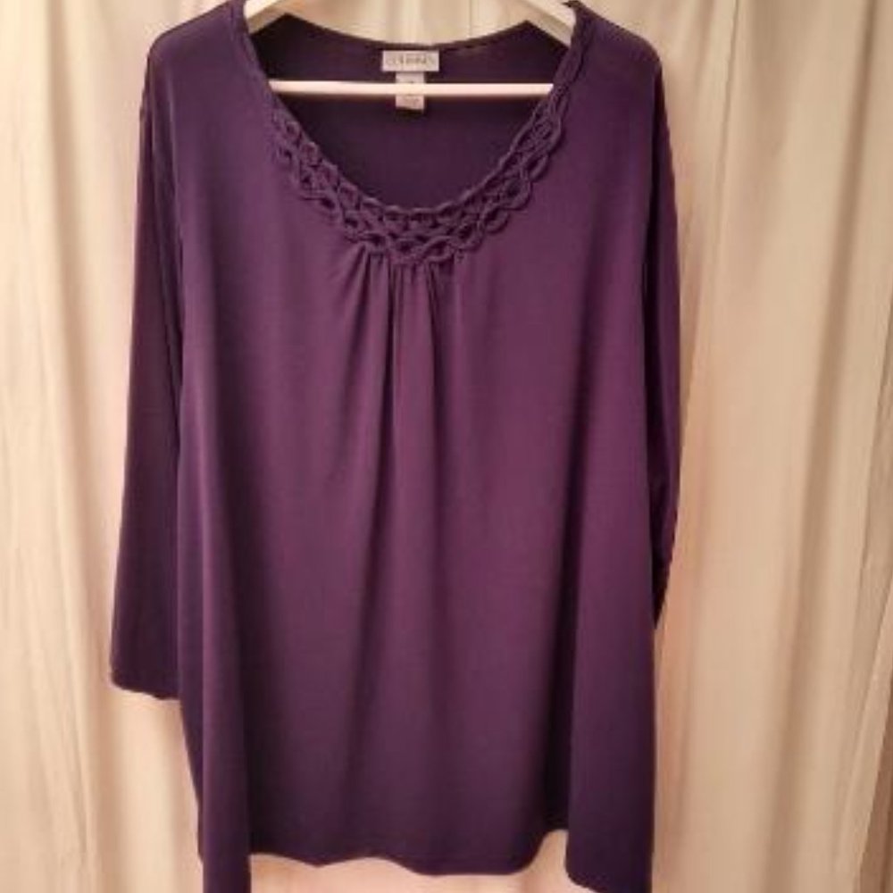 Catherines Purple Top 3X